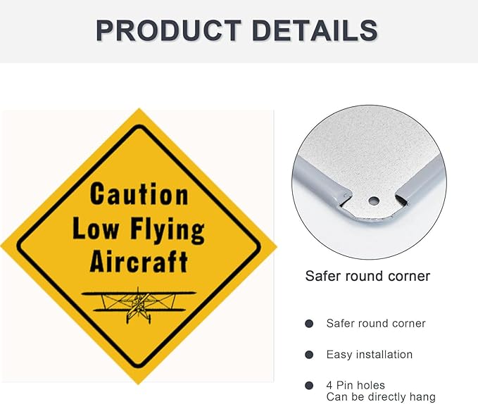 Metal Poster Plaque Low Flying Aircraft Airplane Aviation Airport Aviator Pilot Aeroplane Hangar Air Vintage Metal Tin Signs Home Bar Shop Decorations Coffee Sign Gift 12x12 Inch