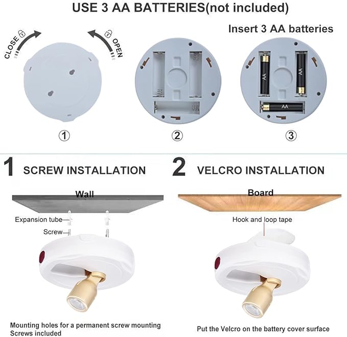 HAMVIDNE LED Spotlight, Battery Powered Picture Lights, Uplighting Indoor, Puck Lights with Remote, Stick Spot Light for Wall Display Picture Dartboard Painting Artwork Accent-2pcs