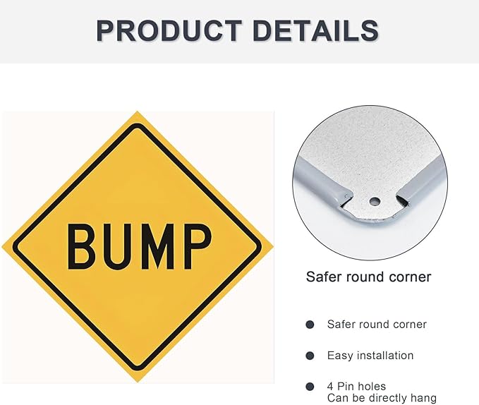 Tin Signs Warning Bump Sign, Road Business Sign 12 x12 Inches Aluminum Metal Vintage Plaue Signs