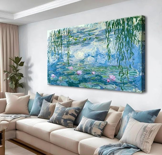 dgbtcart Large Water Lilies by Claude Monet Canvas Wall Art Classic Artwork Painting Print for Living Room Bedroom Office Wall Decor-24 x36