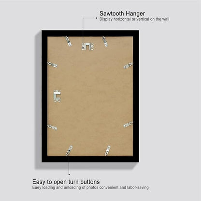 iRahmen 10x14 Picture Frame Set of 2 with Tempered Glass, Black Wood Photo Frames Display 8x12 Picture with Mat or 10 x 14 Without Mat for Horizontal or Vertical Wall Mounting