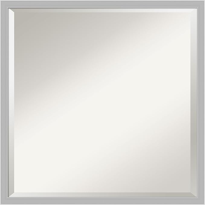 Amanti Art Silver Bathroom Mirror for Over Sink, 21x21 Hera Chrome Square Vanity Mirror, Medium Modern Frame, Hangs Horizonally and Vertically, Bathroom Wall Decor, Beveled Edge
