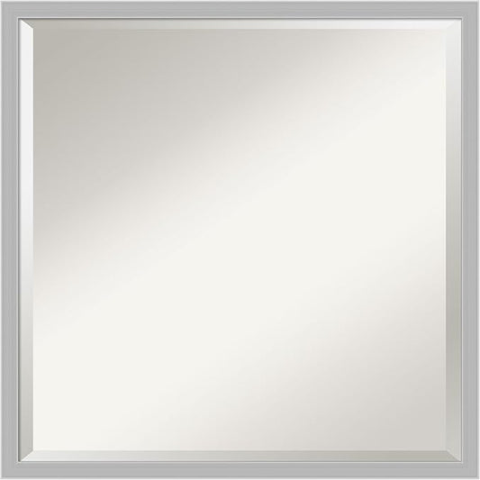 Amanti Art Silver Bathroom Mirror for Over Sink, 21x21 Hera Chrome Square Vanity Mirror, Medium Modern Frame, Hangs Horizonally and Vertically, Bathroom Wall Decor, Beveled Edge