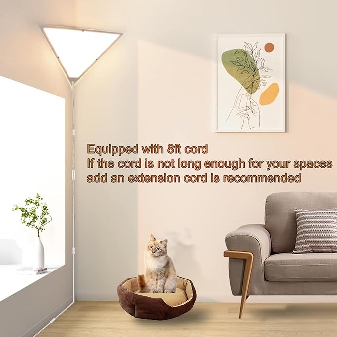 Corner Light with Switch, Ceiling Corner Lights for Living Room, Plug in Ceiling Light for Dark Area, Lamp for Bedroom, Kids Room, Triangle Shape, White Acrylic (2 Pack)