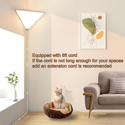 Corner Light with Switch, Ceiling Corner Lights for Living Room, Plug in Ceiling Light for Dark Area, Lamp for Bedroom, Kids Room, Triangle Shape, White Acrylic (2 Pack)