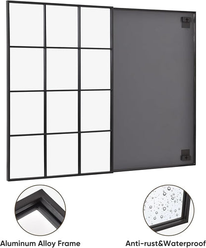Suidia Wall Mirror, 30" x 40" Window Decorative Mirrors, Metal Framed Wall Decor Wall-Mounted Mirrors for Bedroom, Living Room, Entryway, Black
