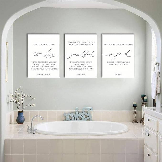 AOYUSMO 3 Piece Scripture Christian Canvas Wall Art Bible Verse Jesus Wall Art Bible Quotes Church Decor Lamentations Isaiah Psalm Art Prints for Living Room Bedroom Office 16"x24"