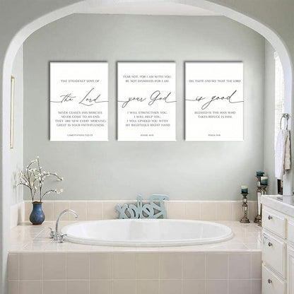 AOYUSMO 3 Piece Scripture Christian Canvas Wall Art Bible Verse Jesus Wall Art Bible Quotes Church Decor Lamentations Isaiah Psalm Art Prints for Living Room Bedroom Office 12"x16"