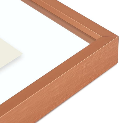 Golden State Art, 7 Pack Floating Frames for One 11x14, Two 8x10, and Four 5x7 Pictures. Aluminum Photos Frame for Wall Display (Rose Gold)