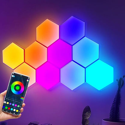 Hexagon Light Panels Expansion 4 LED Panels, Hexagon LED Wall Lights Dreamcolor Effects, Smart Gaming Lights Music Sync for Gaming Room Setup (No Controller/Remote)