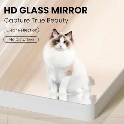 JISOSO White Bathroom Mirror 24x36 Inch, White Metal Framed Bathroom Mirror for Wall, Rounded Rectangle Matte Bathroom Vanity Mirror, Tempered Glass, Anti-Rust, Horizontal/Vertical