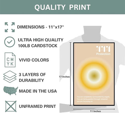 Gradient Aura Angel Numbers Poster Sets for Room Aesthetic Inspirational Quotes Wall Art Paintings Abstract Minimalist Room Wall Decor - 11x17in LAMINATED - No Frame (Angel Numbers 444, 555, 666)