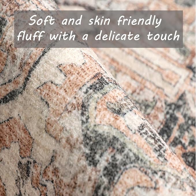 CHAMPLANT Washable Vintage Area Rug 6x9 Boho Chic Medallion Distressed Design Non-Shedding Easy Care Ideal for High Traffic Areas in Living Room Bedroom Kitchen Office Large Carpet