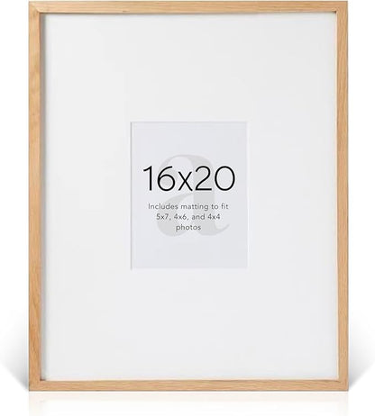 artisane home goods - Gallery Frame 1.0, Picture Frame, 16x20 White Oak, Gallery Wall Frame Set, Large Picture Frame, Oversized Mat (4x4, 4x6, and 5x7)