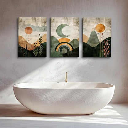 TTHYUEWS Large Wall Decor For Living Room Boho Wall Art For Bedroom Office Wall Decorations Canvas Print Paintings Abstract Geometry Wall Pictures Modern Home Decor Artwork 3 Piece Ready To Hang