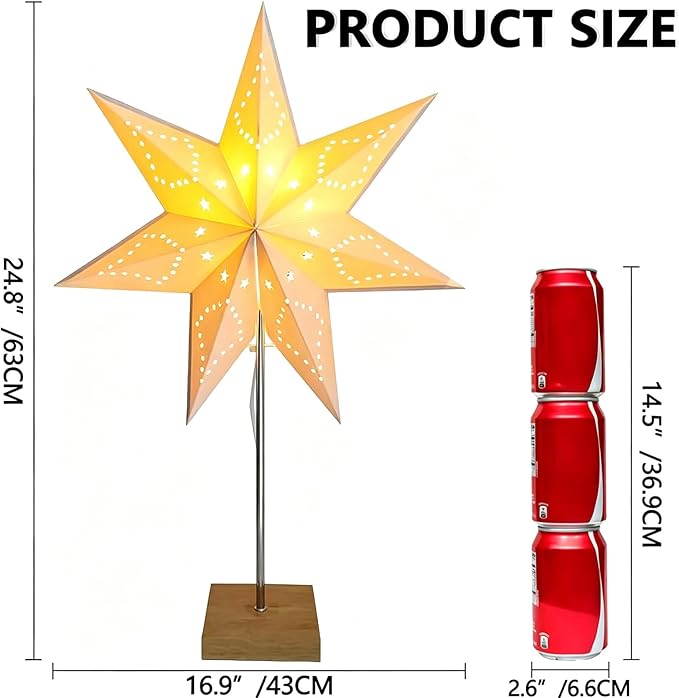 YY YEARCHY Rice Paper Lamp Japanese Table Lamp Standing Lamps with Rice Paper Shade for Bedroom Livingroom (Star)