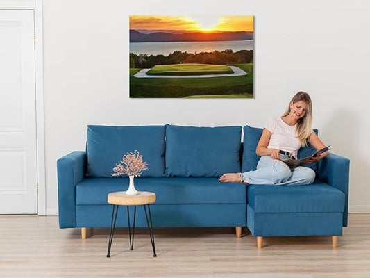 chenchenArt Sleepy Hollow 16 Hole Golf Course Wall Art for Living Room Bedroom Bathroom Home Decorations Sleepy Hollow Golf Course Picture Poster Canvas Prints Framed Ready to Hang(28''H x 44''W)