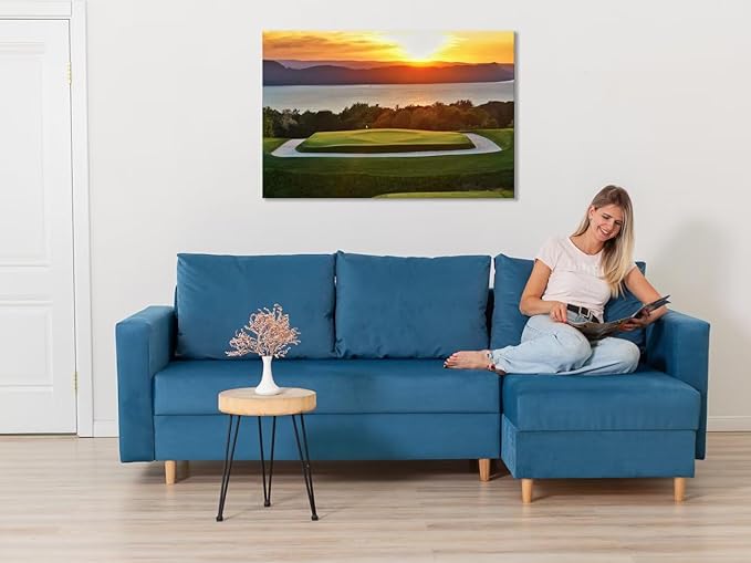 chenchenArt Sleepy Hollow 16 Hole Golf Course Wall Art for Living Room Bedroom Bathroom Home Decorations Sleepy Hollow Golf Course Picture Poster Canvas Prints Framed Ready to Hang(18''H x 24''W)