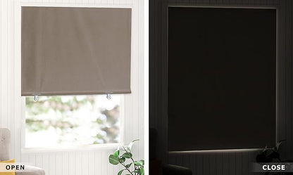 LazBlinds 100% Blackout Roller Shades, No Tools No Drill Cordless Blinds for Windows, Thermal Insulated UV Protection Privacy Window Shades for Bedroom (36''W x 72''H, Taupe)