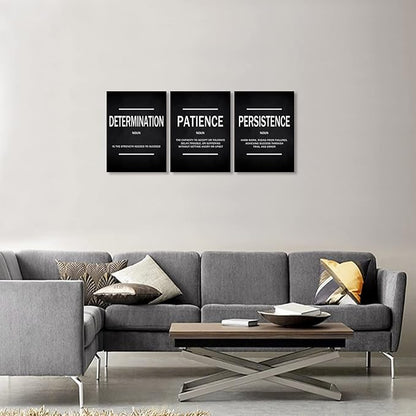 KAWAHONE Inspirational Quotes Wall Art, Motivational Determination Patience Persistence Poster Positive Affirmation Wall Picture for Home Office Bedroom Dorm Gift for Business Ready to Hang