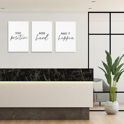 GUBIYU 3 Pcs Office Wall Decor Stay Positive, Hard Work Wall Art, Motivational Quote for Work, 24"x36"