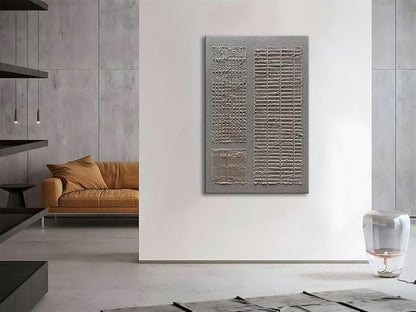 Slyart 100% Hand-Painted Beige and White Texture Abstract Wall Art Oil Painting 45x30 inch Contemporary Minimalist Art Home Wall Decoration Painting