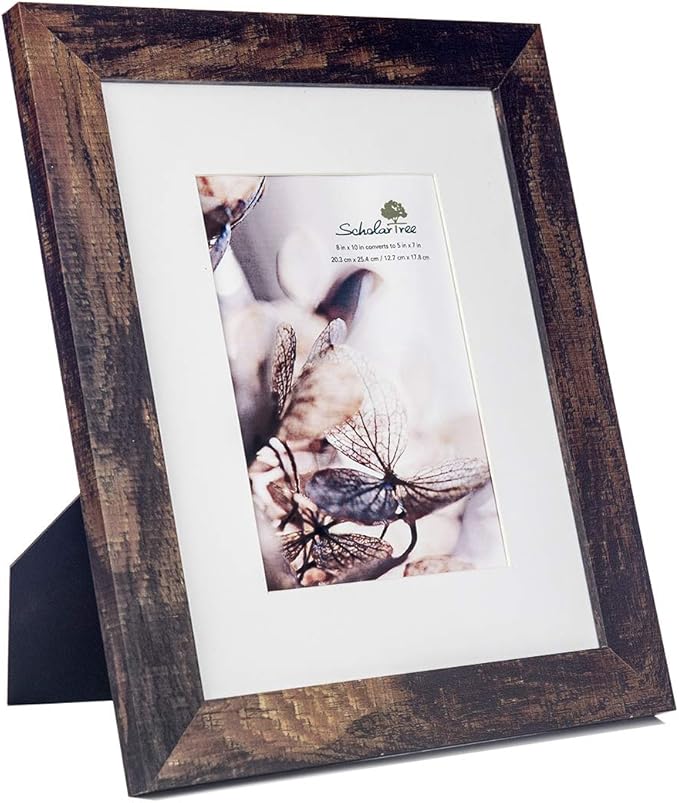 brown 8x10 Picture Frame set of 3,Display 8x10 without Mat or 5x7 with Mat Wall Gallery Photo Frames