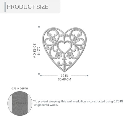 JFY Designs Wall Medallion - Wooden Wall Decor, Hand Carved & Embossed Decorative Wall Sculpture, Boho Farmhouse Wall Art, Perfect for Home, Office or any Living Space - Heart