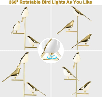 Remote Control Floor Lamps for Living Room: with 3 Adjustable LED Bird Lights - Easy to Install in 5 Minutes - Dimmable Standing Lamp - Tall Bird Floor Lamp for Bedroom Kids Room Home Decor