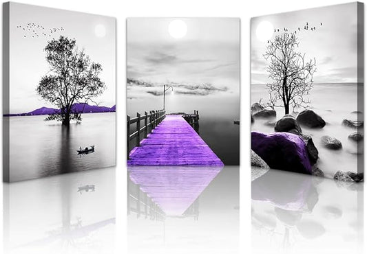 Lapremoly Large Canvas Wall Art For Bedroom Wall Decorations For Living Room Modern Office Wall Decor Black And White Painting Artwork Scenery Pictures Room Home Decor 3 Piece Prints Art