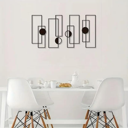 DUOOLN 4Pcs Abstract Metal Wall Art Decor,Black Modern Geometric Hanging Sign, Minimalist Single Line Art Wall Décor Sculptures, Living Room Bedroom Bathroom Office Farmhouse Decoration-15.7 * 6.89in