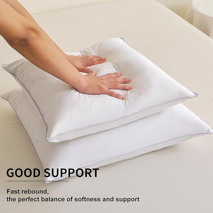 Throw Pillow Insert (Pack of 2, White), Goose Feather and Polyeser Throw Pillow for Decorative Cushion Bed Couch Sofa - Non-Deforming Over Time (12x20 Inch (Pack of 2))
