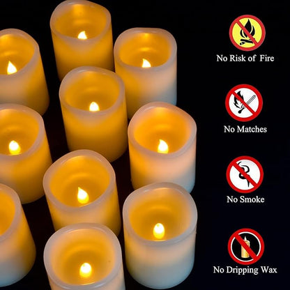 antizer Flameless Candles Battery Operated Candles Set of 12 Ivory Real Wax Pillars Flickering Candles Ivory LED Flameless Candles with Remote and Timer Control (D: 3" x H: 4")