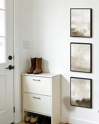 PHOPAGO Abstract Framed Wall Art Minimalist Beige Pastel Neutral Wall Decor Modern Art Paints for Living Room Bedroom Decor - 11x14in Black Framed