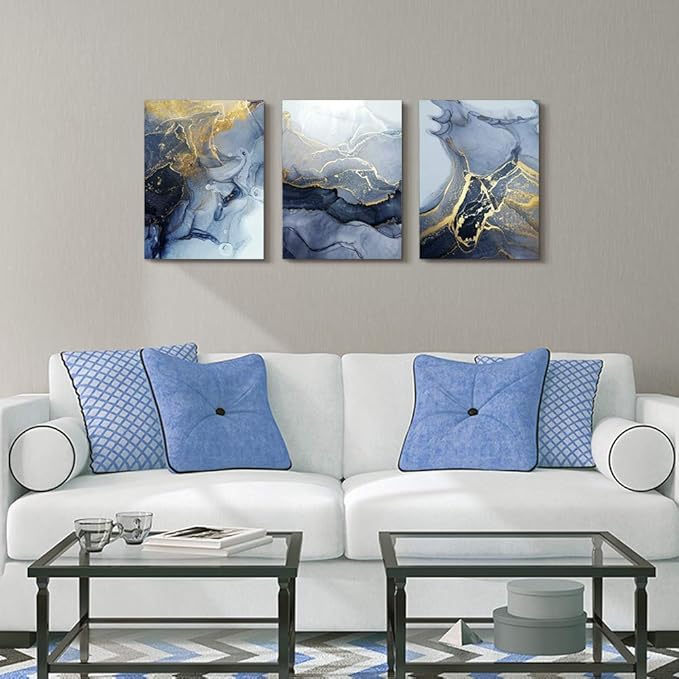 DZRWUBHS Abstract Wall Decor for Living Room Large Canvas Wall Art for Bedroom Abstract Ink Wall Painting Artworks Hang Pictures for Office Decoration Home Decor Posters Art 16x24 inch 3 Piece