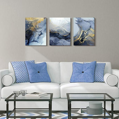 DZRWUBHS Abstract Wall Decor for Living Room Large Canvas Wall Art for Bedroom Abstract Ink Wall Painting Artworks Hang Pictures for Office Decoration Home Decor Posters Art 16x24 inch 3 Piece