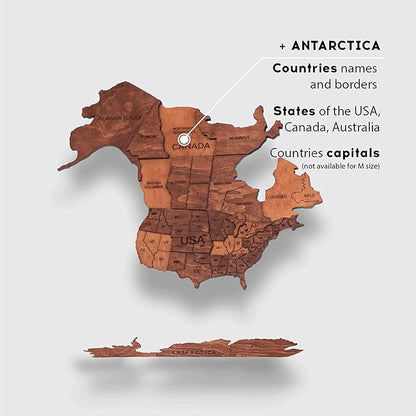 Enjoy The Wood 3D Wooden World Map Wall Art - Large Travel Map with Pins for Art Decor - Decorative Map of the World for Home, Office - Travel Wall Art Housewarming Gift Idea (Oak, 2XL, Unframed)