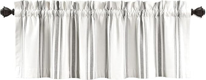 Lush Decor Farmhouse Stripe Yarn Dyed Recycled Cotton Window Curtain Valance, 18" L x 52" W, Gray - Classic Modern Rustic Charm - Eco Friendly Cotton Fabric