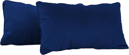 FDP 12" x 20" Velvet Rectangle Lumbar Pillow Set with Piping Decorative Throw Pillow for Home Dcor in Living Room, Bedroom or Lounge (2-Pack) - Eclipse, 15159-348