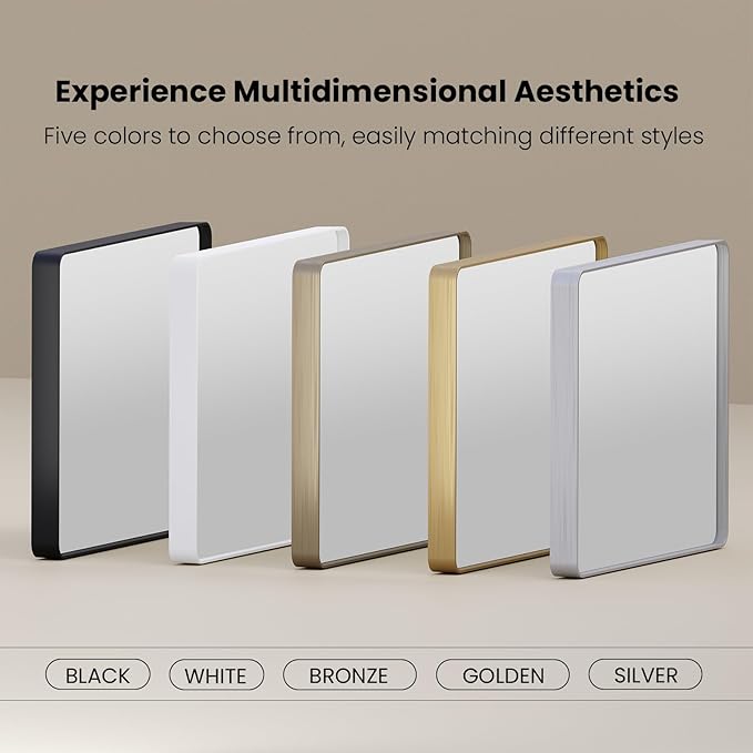 JISOSO Brushed Nickel Bathroom Mirror 77x36 Inch, Brushed Silver Metal Frame Mirror Wall Mounted, Rounded Rectangle Bathroom Vanity Mirror, Tempered Glass, Anti-Rust, Horizontal/Vertical