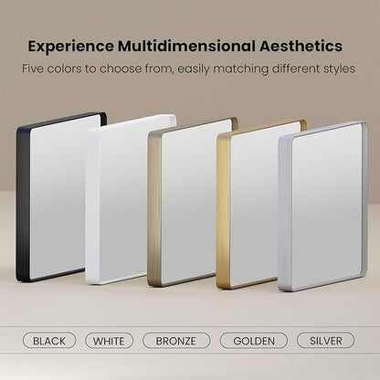 JISOSO Brushed Nickel Bathroom Mirror 77x36 Inch, Brushed Silver Metal Frame Mirror Wall Mounted, Rounded Rectangle Bathroom Vanity Mirror, Tempered Glass, Anti-Rust, Horizontal/Vertical