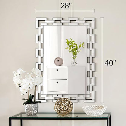 Chende Decorative Mirrors for Wall, 40''X28'' Large Bathroom Mirror with Frameless Glass Frame, Rectangle Accent Mirror for Living Room, Entryway, Dining Room, Bedroom