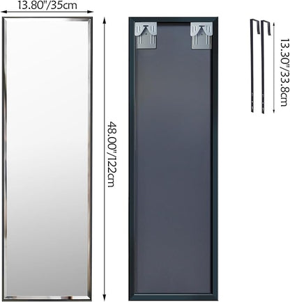PETAFLOP 14x48 Inch Full Length Mirror Wall Mounted, Large Body Door Mirror with Rectangular Framed for Bedroom Bathroom Living Room Decor, Black
