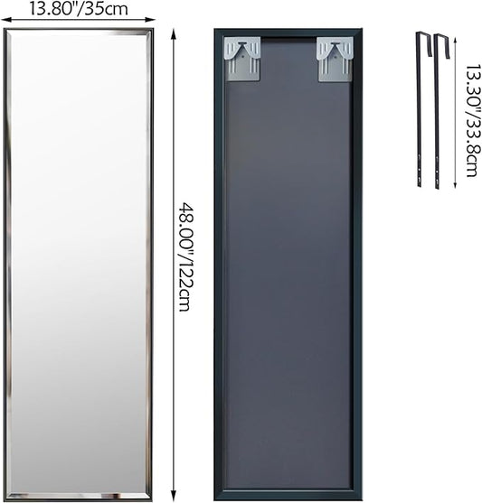 PETAFLOP 14x48 Inch Full Length Mirror Wall Mounted, Large Body Door Mirror with Rectangular Framed for Bedroom Bathroom Living Room Decor, Black