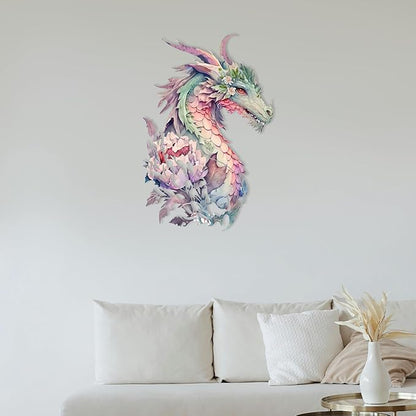 Benziso Dragon Metal Wall Art Medieval Decor Fantasy Decorations (Pink)