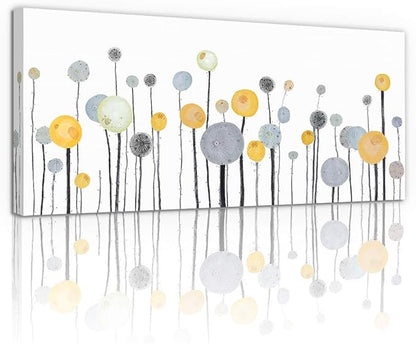 MHARTK66 Abstract Canvas Wall Art Dandelion Modern Minimalist Wall Decor – Neutral Yellow Gray Watercolor Paintings Stretched Ready to Hang Pictures for Living Room Bedroom Bathroom Home Office 30x60