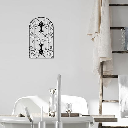 DUOOLN Abstract Metal Scroll Wall Art Decor, Black Modern Iron Geometric Hanging Sign, Minimalist Single Line Décor Sculptures, Living Room Bedroom Bathroom Office Farmhouse Accent-16.9x9.8in