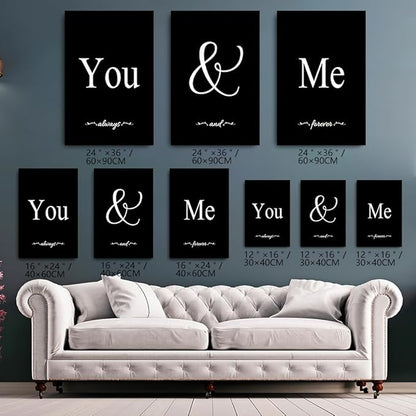 GUBIYU Set of 3 Framed Farmhouse You and Me Wall Art Above Bed Wall Decor for Bedroom 16"x24"