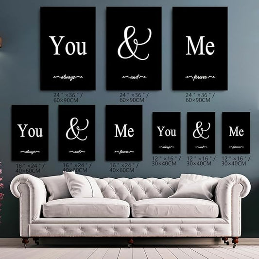 GUBIYU Set of 3 Framed Farmhouse You and Me Wall Art for Bedroom Decor Above Bed, Black White Pictures, Large 20"x28"