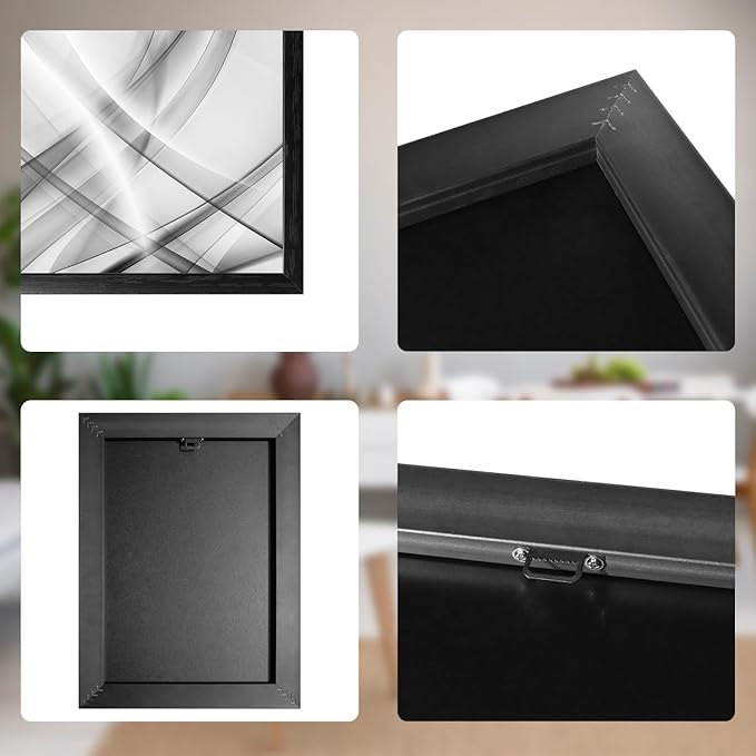 Creoate Abstract Black and White Framed Canvas Wall Art 3 Panels, Modern Home Decor for Living Room, Bedroom 12x16 Inch